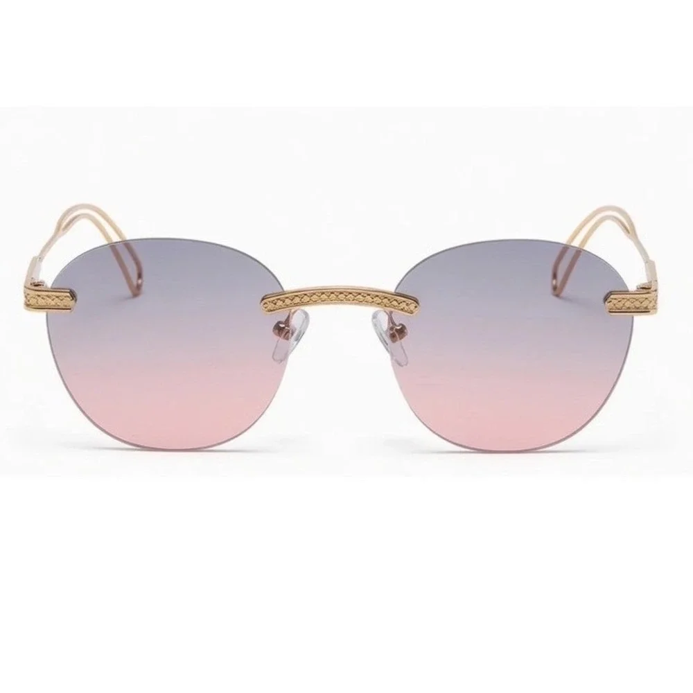 Sunglasses Pink Purple Lens Vintage Style Women Shades Metal Frame Retro Eyewear